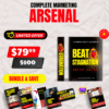 Complete Marketing Arsenal e-commerce bundle from Digital Hustle Pro featuring all-in-one guides, planners, checklists, and limited time offer.