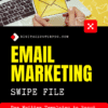 Cover for 'Email Marketing Swipe File' by DigitalHustlePro.com, offering pre-written email templates to boost e-commerce conversions.