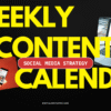 Digital Hustle Pro Social Media Weekly Content Calendar cover showing laptop and phone for planning social media strategy.